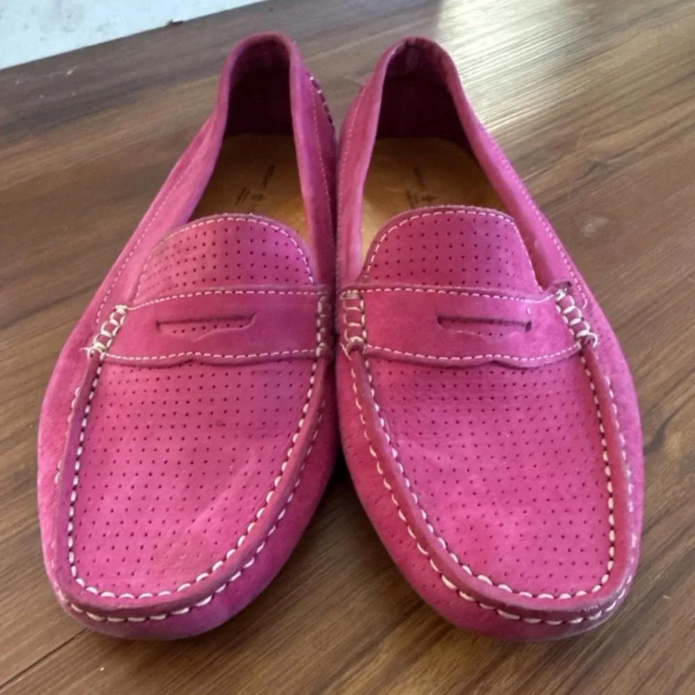 Mercanti Fiorentini Fuchsia Suede Driving Loafers Boss Babe Hot Girl Sz 11 - Picture 2 of 5